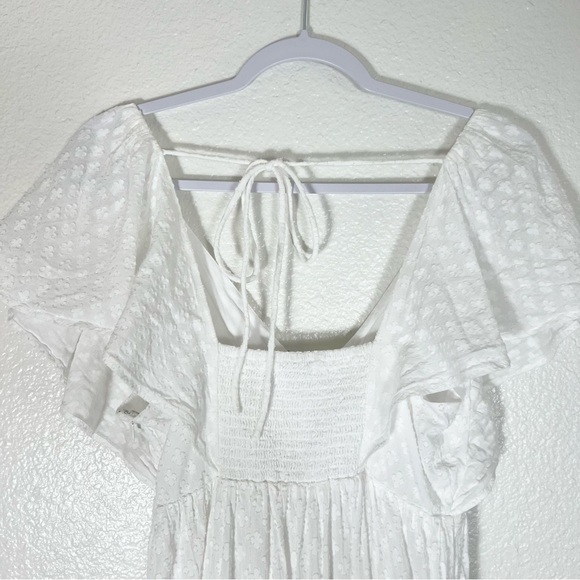 Madewell Tie-Back Flutter-Sleeve Tiered Midi Dress in White Size 4 - Picture 13 of 16